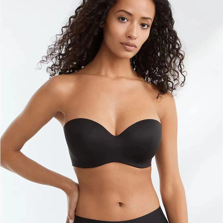 Invisible Strapless Half Cup Traceless Sexy Gathering Bra One-piece Invisible Wedding Dress Off-shoulder Bra For Women - Flemme Flair
