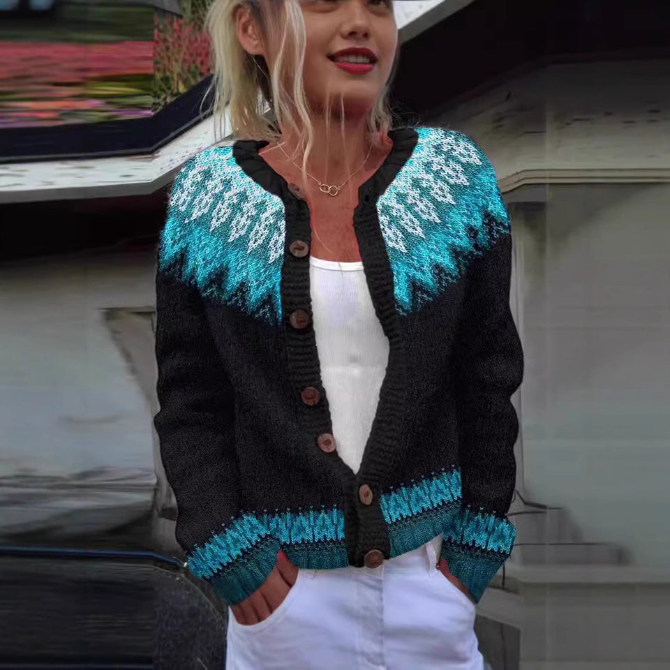 3D Digital Printing Cardigan Knitted Coat Women's Clothing - Flemme Flair