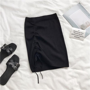 Hot Girl Hip Skirt Design High Waist With Straps Stretch Knitted Women's Skirt