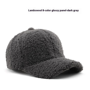 Baseball Cap Fashion Retro Solid Color Lamb Wool Curved Brim