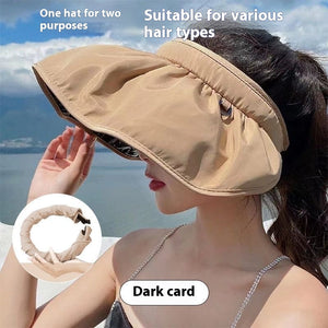 Summer Shell Hat FPF50 Empty-top Hat Women's Cycling Sun Protection UV Face Covering Sunhat Outdoor