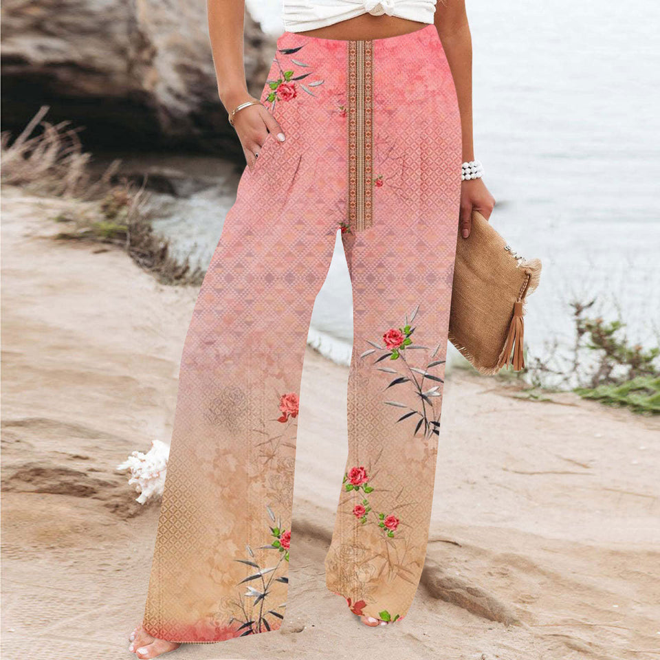 Elegant Series New Printed Loose High Waist Casual Wide Leg Pants