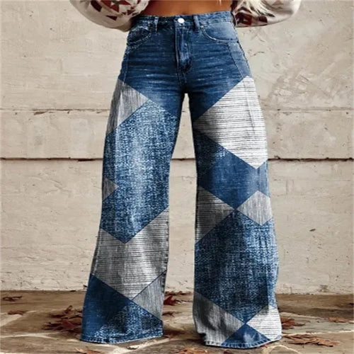 Plus Size Women's Casual Thin Wide Leg Imitation Jeans