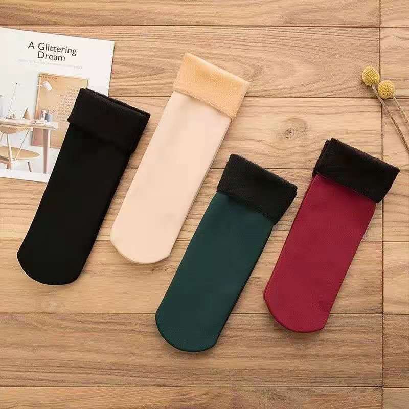 Fleece Lined Padded Warm Keeping Snow Socks Women Mid-high Tube Long