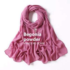 Pure Color Pearl Chiffon Scarf Headcloth Veil Chiffon Scarf