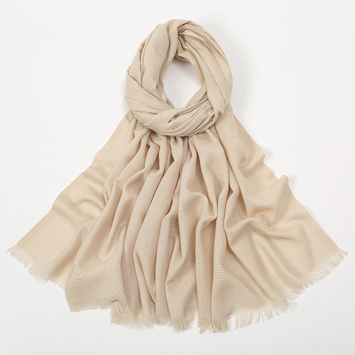 Flat Slub Cotton Solid Color Scarf Breathable Monochrome