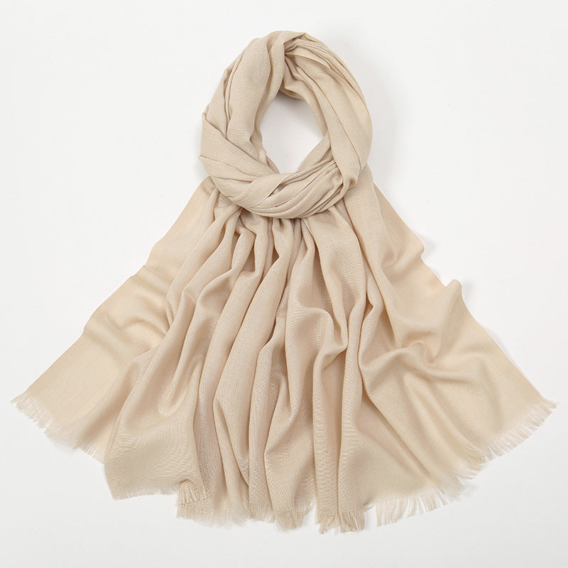 Flat Slub Cotton Solid Color Scarf Breathable Monochrome