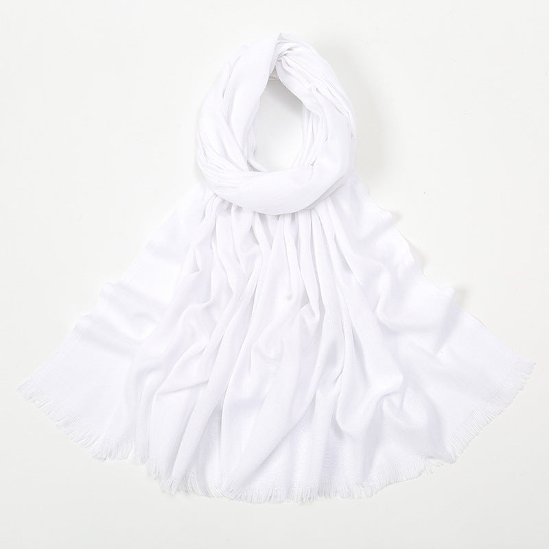 Flat Slub Cotton Solid Color Scarf Breathable Monochrome