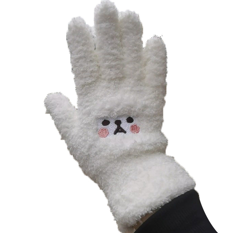 Warm Lady Winter Knitting Plush Gloves