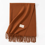 Pure Color Artificial Cashmere Scarf Women's Winter High-grade Shawl