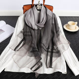 Women's Korean Style Silk Plaid Scarf