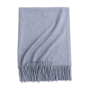 New Solid Color Wool Long Beard Warm Tassel Scarf Thick