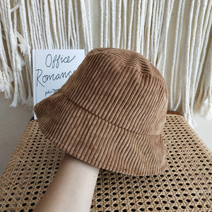 Women's Japanese Pure Color Warm Keeping Corduroy Fisherman Hat