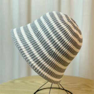 Sunshade Leisure Striped Knitted Dome Bucket Foldable Tide Bucket Hat