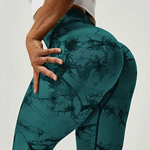 Tie-dye Peach Hip Yoga Pants Plus Size Seamless Hip-lifting Trousers