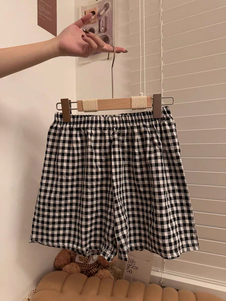 Ladies New Korean Plaid Breathable Shorts