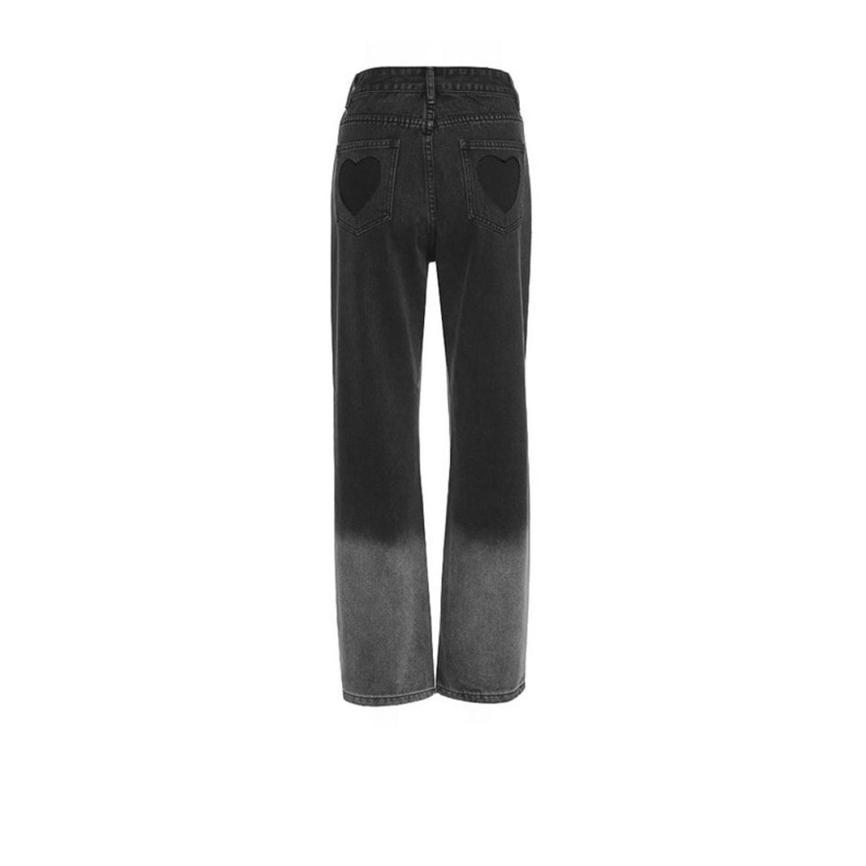 Gradient Contrasting Smoke Grey Love Jeans