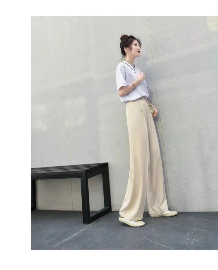 Chiffon Straight-leg Pants Loose Flattering Mopping Pants Fashion