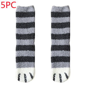 Women's Coral Fleece Cat Paw Pattern Kawaii Thick Warm Socks