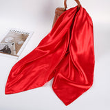 Pure Color Silk Scarf Artificial Silk 90cm Shiny Satin Shawl