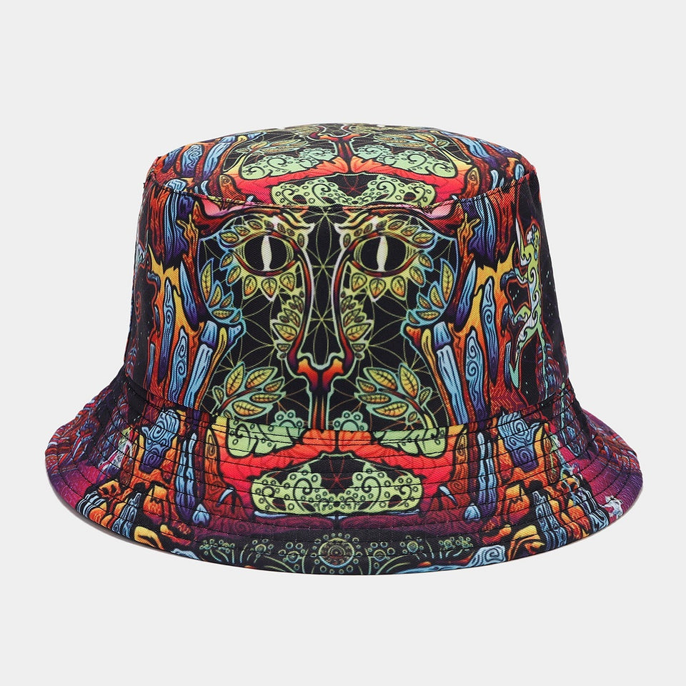 Graffiti Double-sided Bucket Hat Female Party Hip Hop Bucket Hat