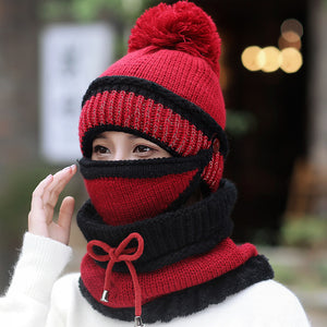 Hat Female Winter Wool Hat Outdoor Thick Warm Winter Hat Riding Windproof Hat Bib Mask Cap Head Cap