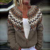 Winter Cardigan Coat Single-breasted Totem Warm Sweater