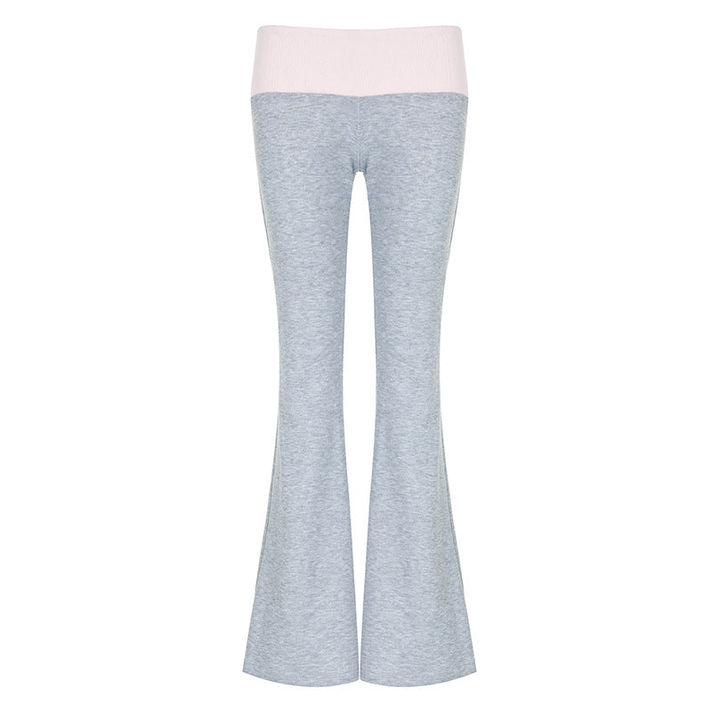 Color Matching Low Waist Casual Bootcut Trousers Women