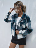 Single-breasted Woolen Plaid Short Coat Women