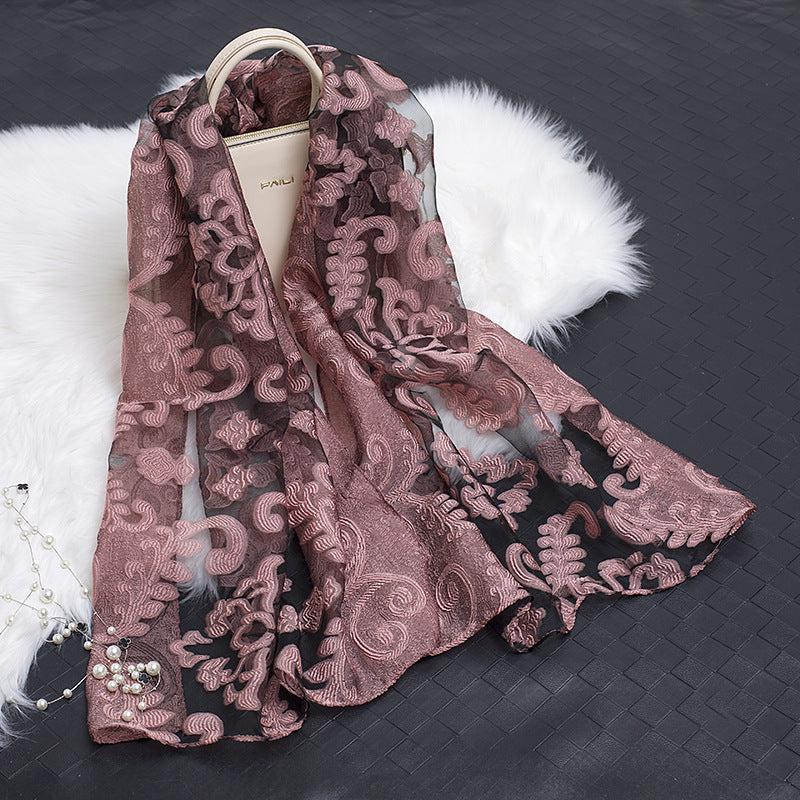 Cut flowers hollow silk scarf simulation silk scarf