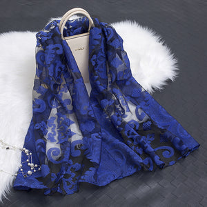 Cut flowers hollow silk scarf simulation silk scarf