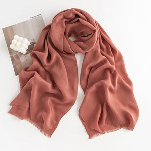 Herringbone Pattern Monochrome Artificial Cashmere Scarf Women's Simple Casual Style Tassel Warm Shawl