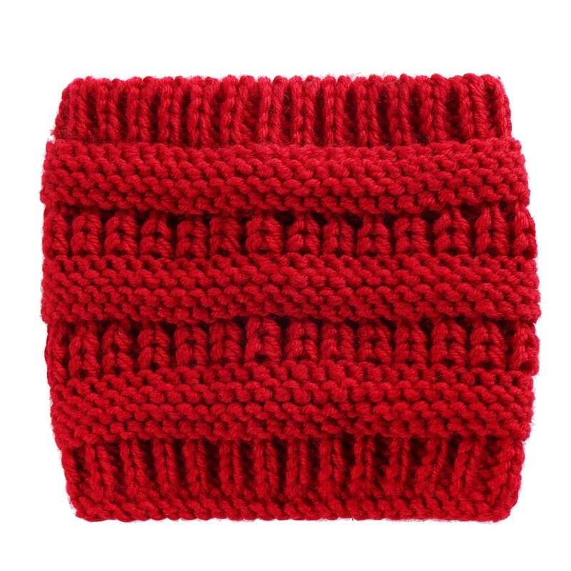 Women Headwrap Ponytail Beanies Hat Winter Warm Ear Warmer Head Wrap Casual Crochet Turban Hats Female Soft Knit Woolen Caps