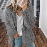 Women's Casual Hooded Woolen Jacket