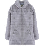 Plush padded hooded lady mink short fur coat