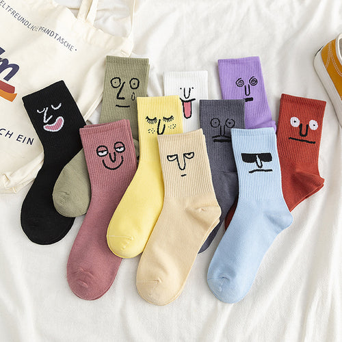 Funny expression jacquard socks