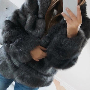 Fur fox fur hooded women's coat