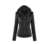 Long-sleeved women's leather jacket