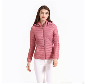 Autumn And Winter Zipper Short Hooded Detachable Solid Color Stand Collar Lightweight Cotton-padded Jacket