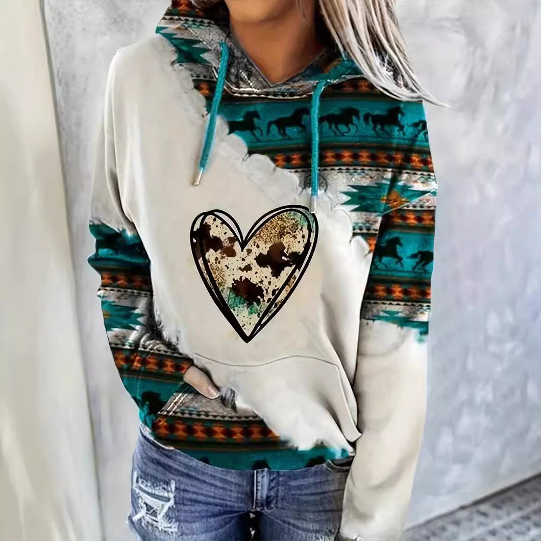 FallWinter Hoodie Ethnic Print