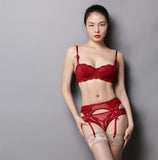 European and American Sexy Lace Half Cup Girl Bra Suit Thin