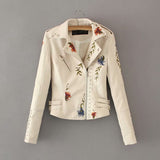 Embroidered studded leather jacket