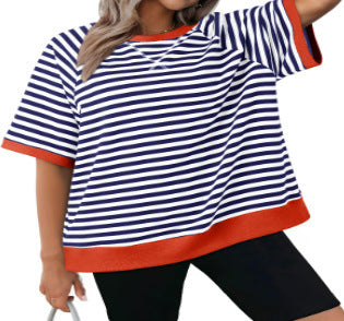 Women's Casual Versatile Striped Loose T-shirt