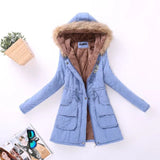 Autumn and Winter Plus Size Hooded Mid-length Cotton Jacket