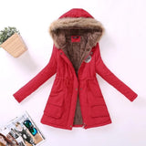 Autumn and Winter Plus Size Hooded Mid-length Cotton Jacket