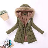 Autumn and Winter Plus Size Hooded Mid-length Cotton Jacket