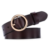 Round Buckle Belt Women Leather Korean Version Belt