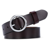 Round Buckle Belt Women Leather Korean Version Belt