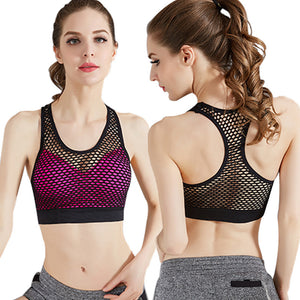 Mesh Hollow Hit Color Sports Fitness Bra