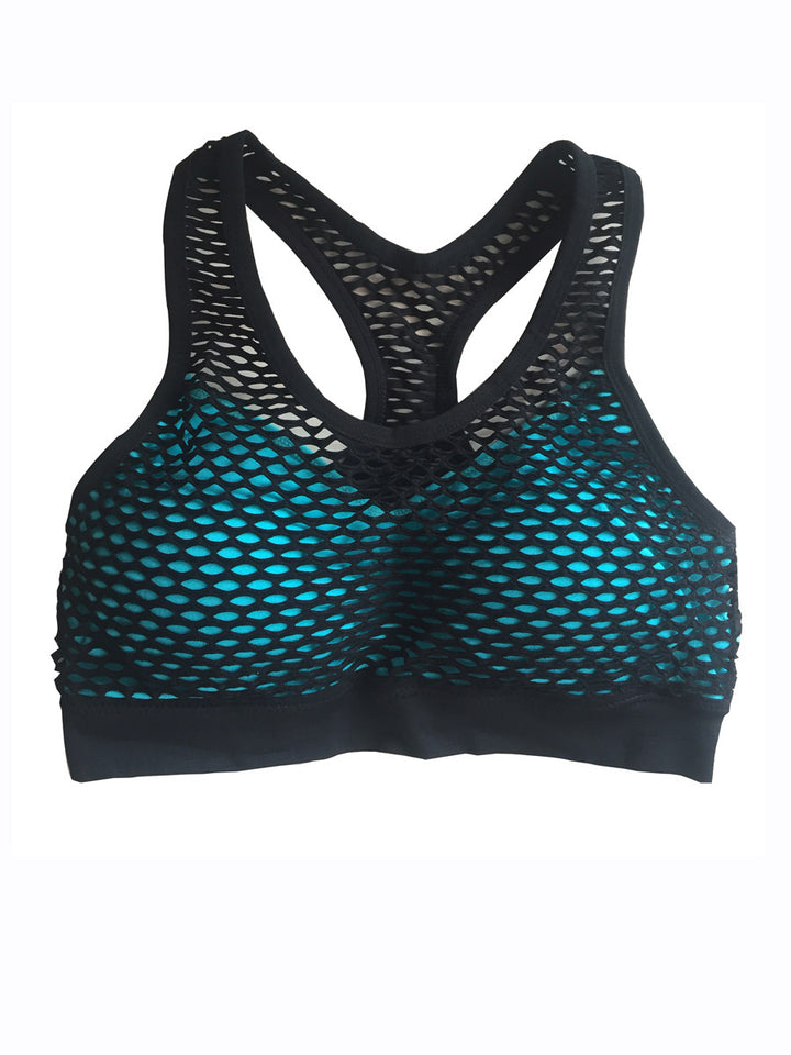 Mesh Hollow Hit Color Sports Fitness Bra